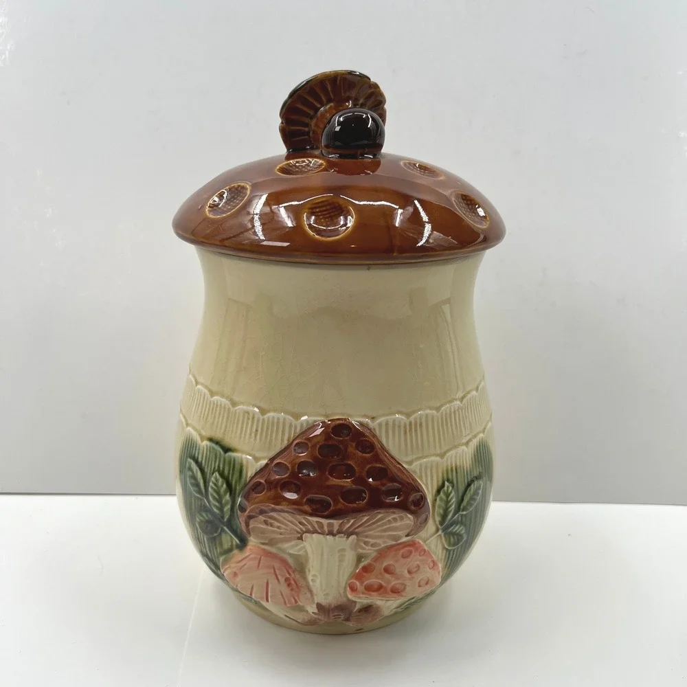 VTG 70s Empress of Haruta Ceramic Mushroom Canister Set 3 Piece Made in Japan